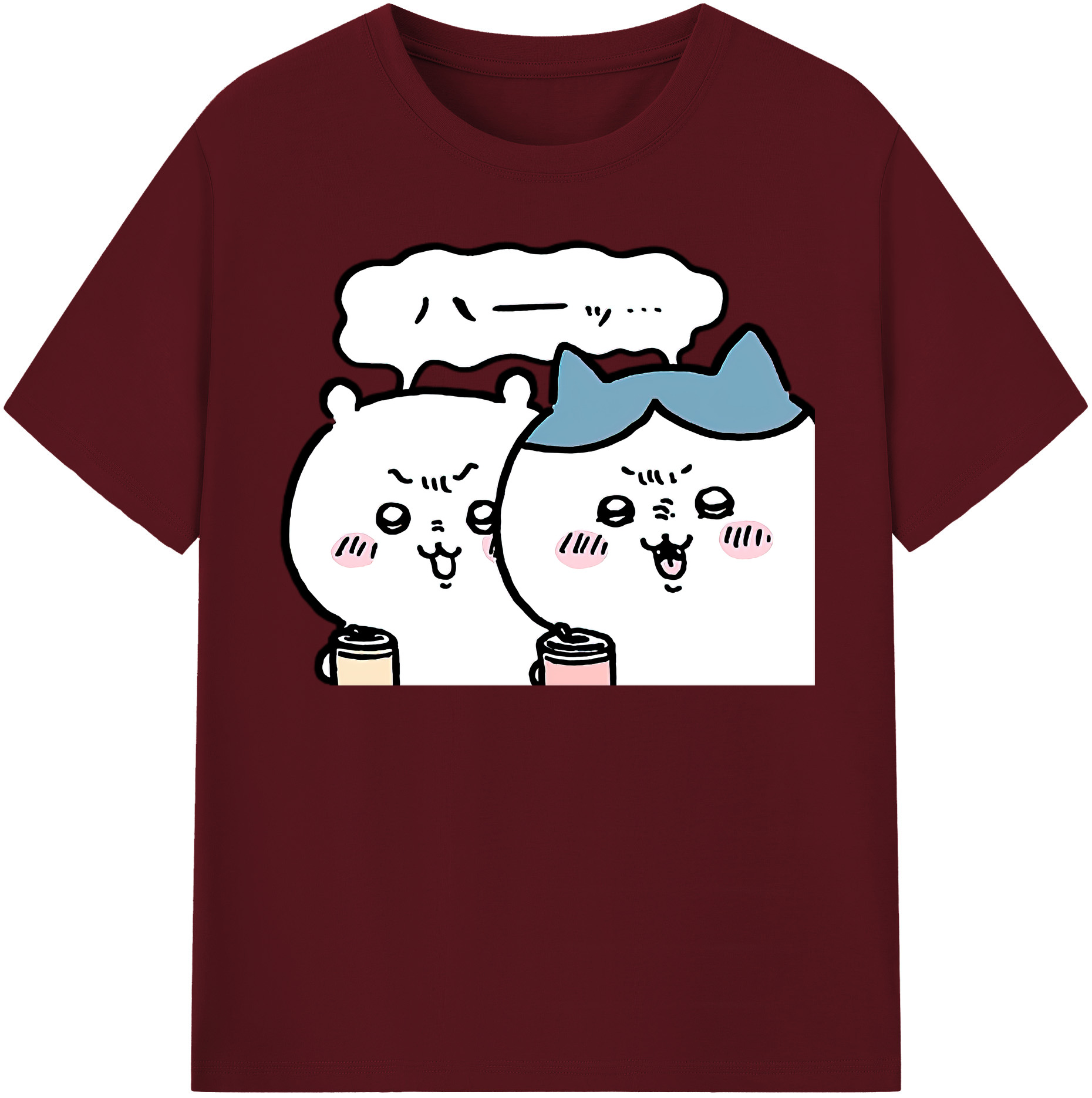 （画像用） ちいかわ ハチワレ Chii-kawa hachiware 綿100％半袖Tシャツ（フロントプリント）